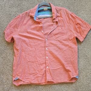 Men's Casual Coral Button-Down Shirt
